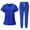 Blue, variant on JULMCOMO Scrubs for Women Set Cool Work Uniforms Stretchy Joggers Suit Solid Color V Neck Top & Pants with 4 Pockets Scrub with Regular and Petite Sizes Wine L