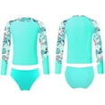 thumbnail image 5 of renvena Girls 2 Piece Rash Guard Swimsuits Swim Shirts Briefs Bottom Bathing Suit Tankini Bikini Set Lake Green 16, 5 of 7
