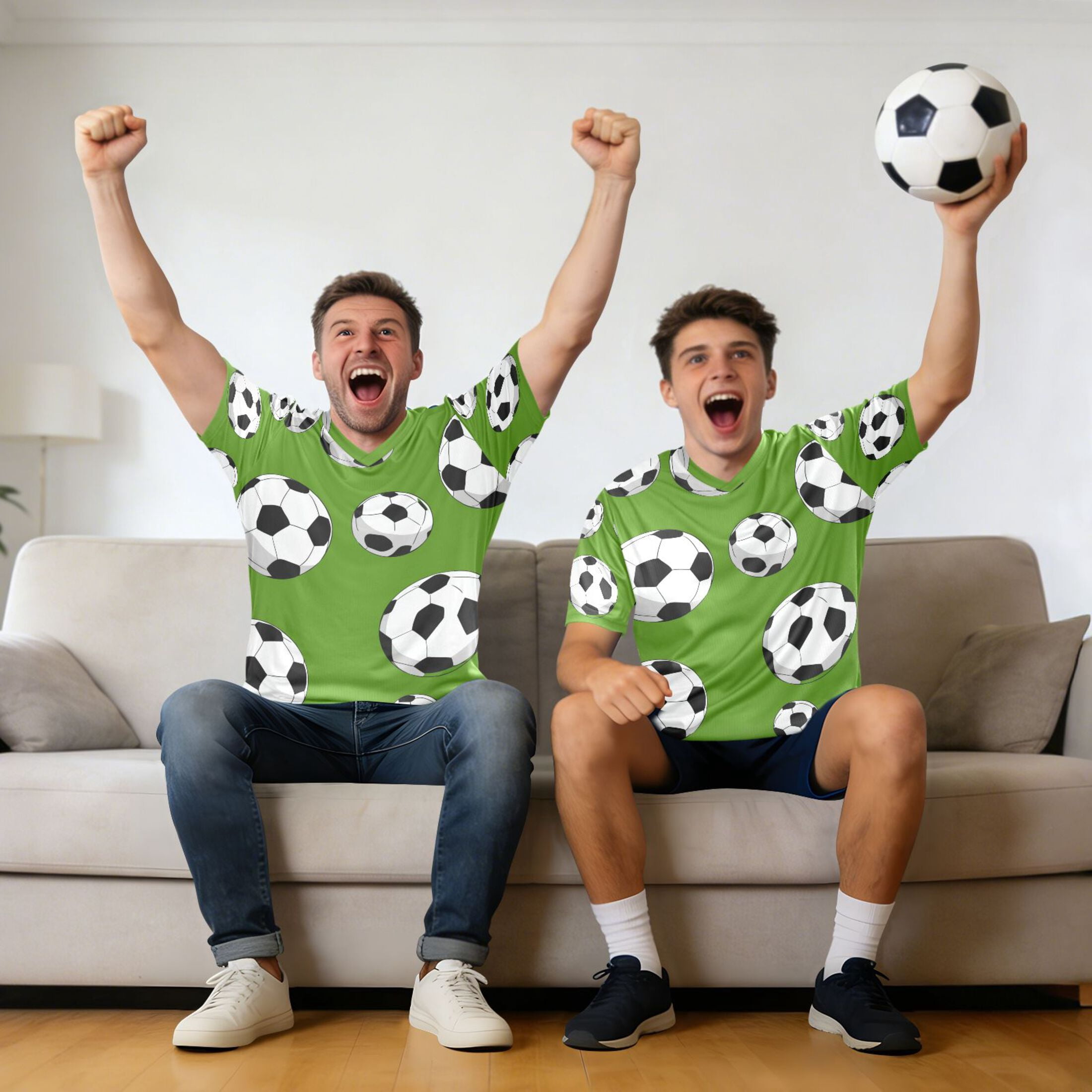 Cartoon Football on Green Background Men's Sports Jerseys Athletic T-Shirt Football Referee Short Sleeves Shirt XL