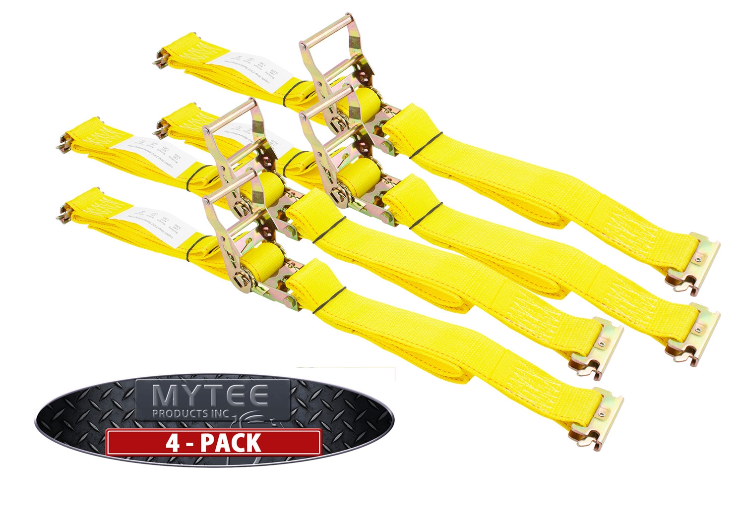 (4 Pack) 12' E Track Ratchet Strap Trailer Truck Van Tie Down Cargo