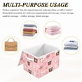thumbnail image 6 of Yayeee Collapsible Cube Storage Bin with Lid Fabric Closet Decorative Basket with Handles, Brown Hand Drawn Cups, 6 of 7