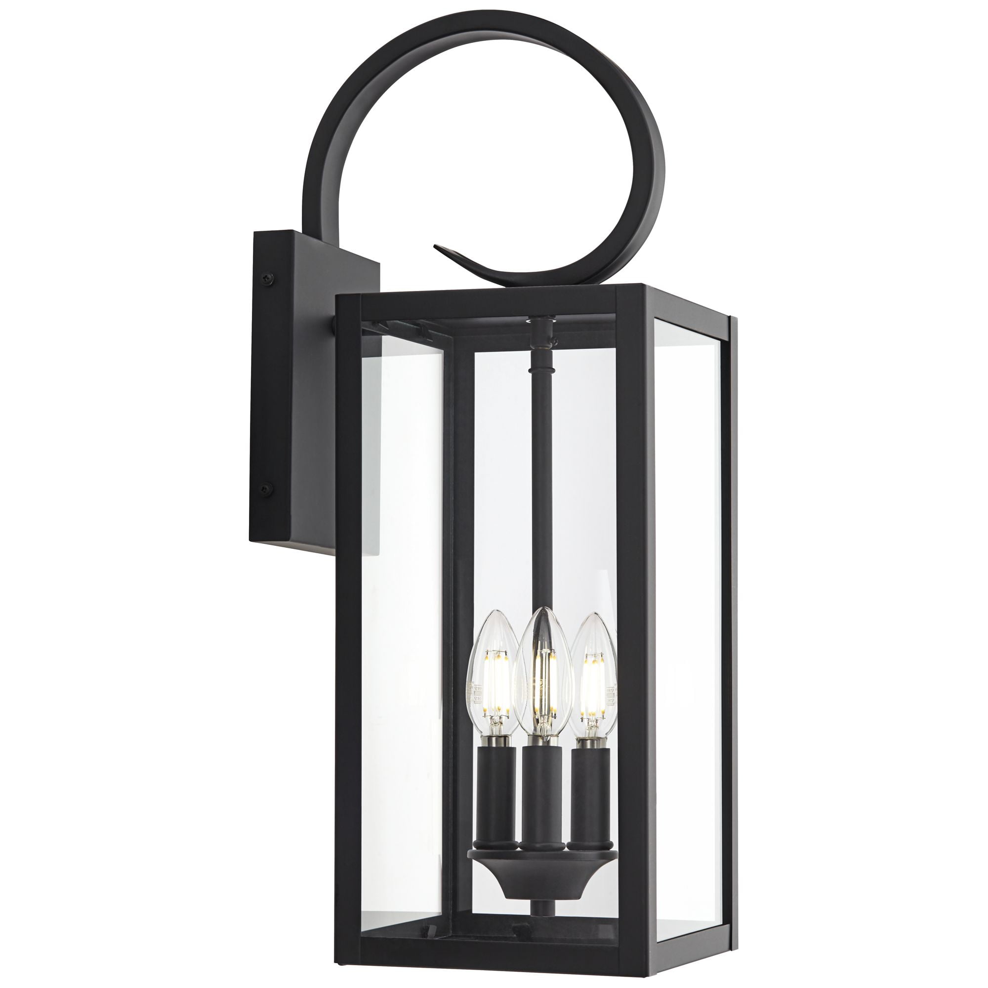 John Timberland Mira Modern Outdoor Wall Light Fixture Flat Black 21 1/2" Clear Glass for Post Exterior Barn Deck House Porch Yard Posts Patio Home
