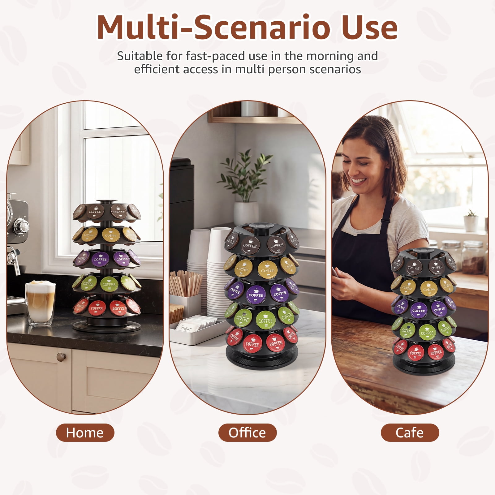 360° Turntable Coffee Pod Holder for 40 Capsule Rotating Organizer Coffee Pod Carousel Organizer Coffee Capsule Holder Coffee Pod Storage for Kitchen Counter Office