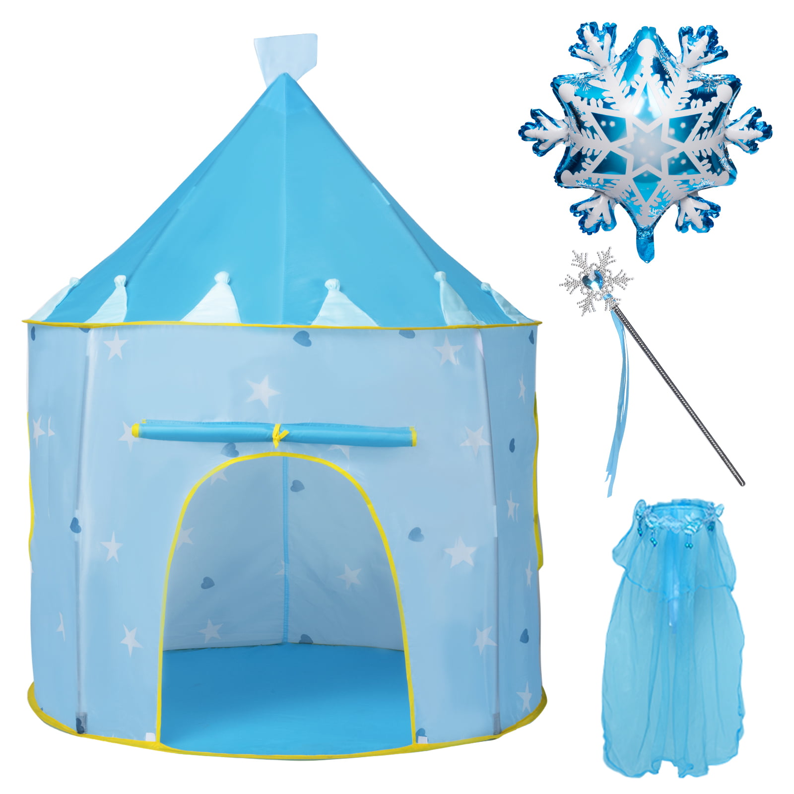 Folding Blue Star Pop Up Playhouse Castle Play Tent for Kids Garden Fun Toy 