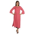 thumbnail image 4 of Moomaya Solid Rayon Kurta For Women bell Sleeve Drawstring Neck Long Ethnic Kurti, 4 of 7