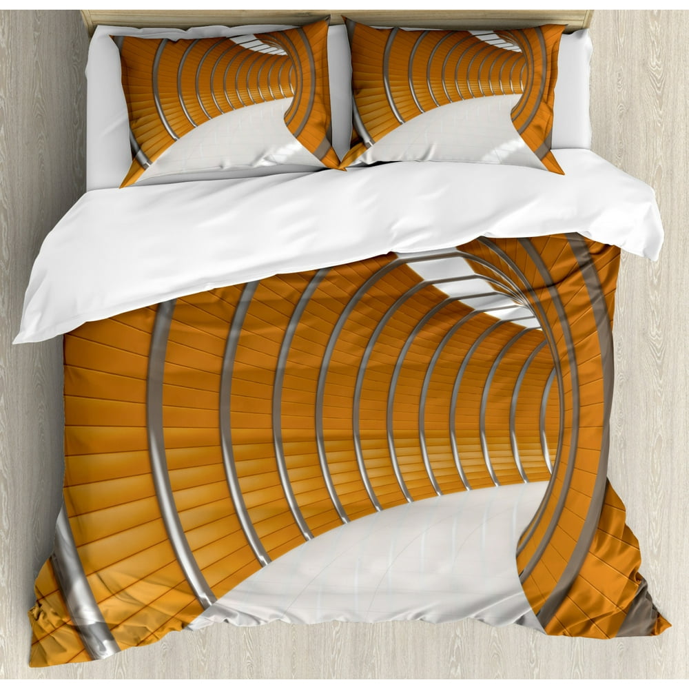 Modern Duvet Cover Set, Modern Illuminated Long Corridor Contemporary