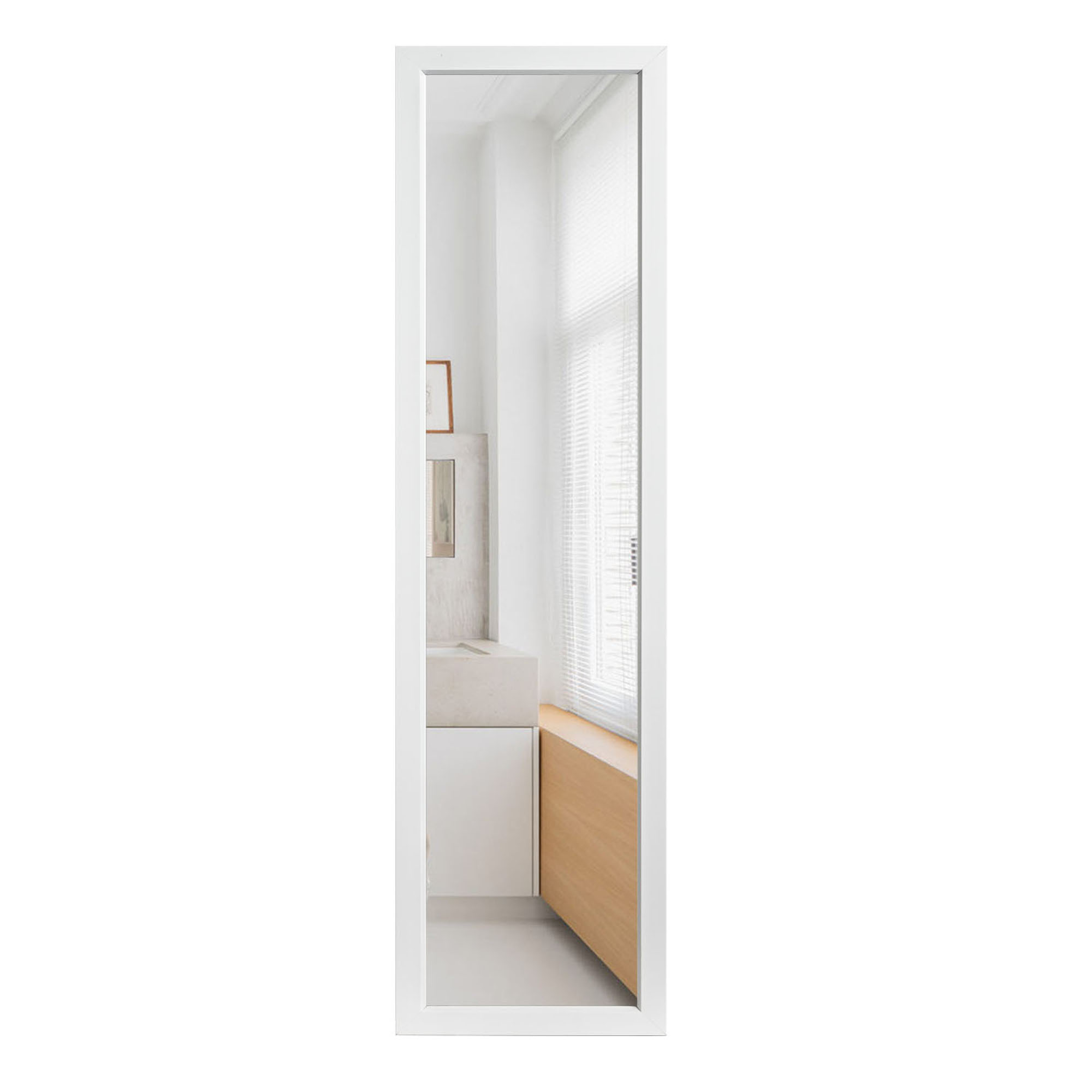 Full Length Mirror Floor Wall Mounted Leaning Hanging Rectangle White 55"x12"