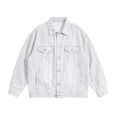 thumbnail image 6 of sdhkgrrt Men's Plus Size Denim Shacket Fall Winter Long Sleeve Collared Casual Jacket Button Down Work Outfits Loose Fit Clothes, White 4XL, 6 of 9