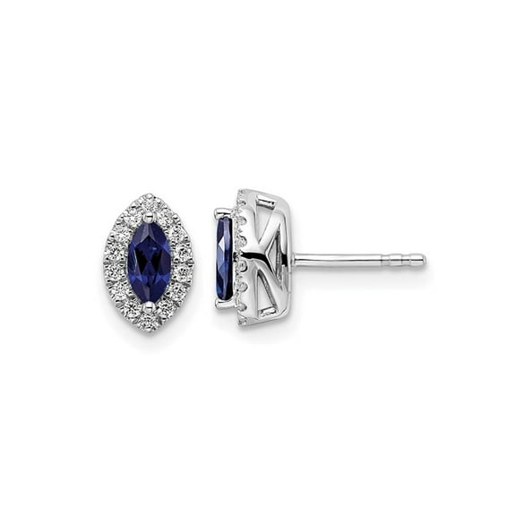 7/10 Carat (Ctw) Lab-Created Blue Sapphire Halo Earrings in 14K White Gold Earrings with Lab-Grown Diamonds