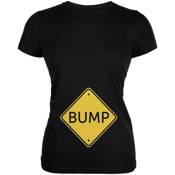 Halloween Costume BUMP Caution Sign Pregnancy Juniors Soft T Shirt Black 2XL
