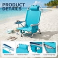 thumbnail image 2 of Ktaxon Backpack Beach Chair, 5-Position Protable  Beach Chair, Light-Weight Foldable Camping Chair with Back Storage Bag & Cooler Pouch and Side Bags for Beach Poolside (Low, Mint Green), 2 of 10