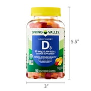 (3 pack) Spring Valley Vitamin D3 Gummies, 50 mcg, 160 Count, Supplement for Bone and Immune Health, Assorted Fruit