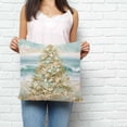 thumbnail image 3 of Throw Pillow Covers 24x24 Inch, Coastal Beach Decorative Pillow Cases for Couch Sofa Bed, Summer Ocean Wave Starfish Coral Trees Cotton Linen Square Home Decor Pillowcases with Hidden Zipper, 3 of 7