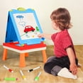 thumbnail image 4 of Freecat Easel for Kids, Toddlers' Double Sides Drawing Board with Blackboard & Whiteboard, Carry Case, Blue, Board Game,Birthday Christmas Gift for Kids Girls Boys 3-5 Years Old.(20"×11.5"×15.2"), 4 of 7