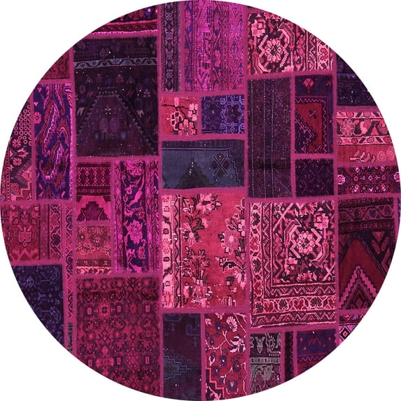 Ahgly Company Indoor Round Oriental Pink Modern Area Rugs, 3' Round