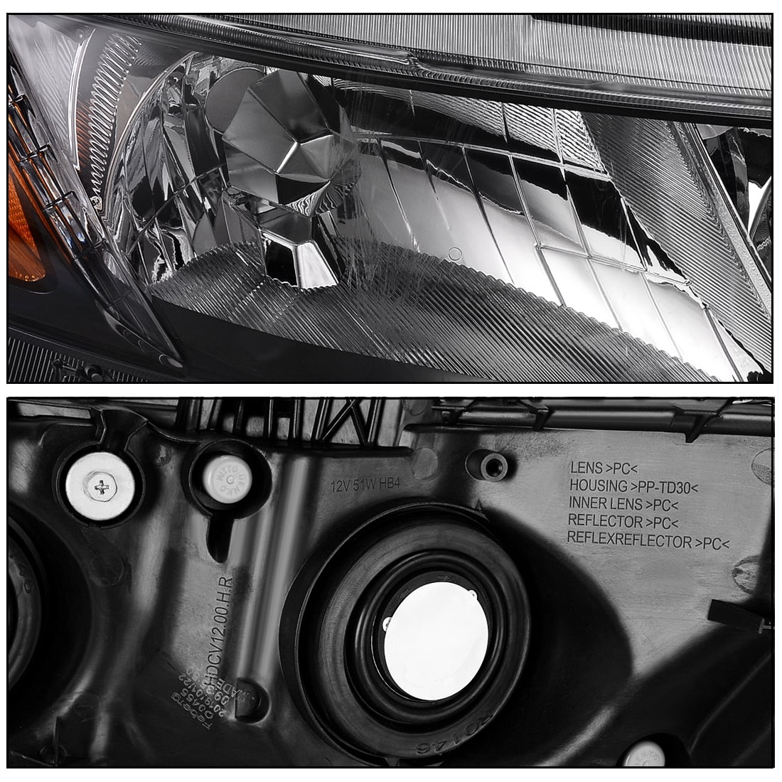 RVNI Black Headlights For 2012-2015 Honda Civic Sedan 4-Door 4Dr 2012 2013 2014 2015
