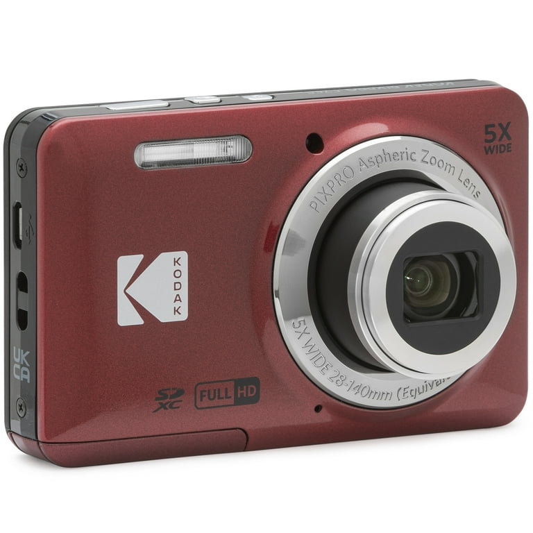 Kodak PIXPRO FZ55 Compact Digital Camera, Red Bundle with Lexar