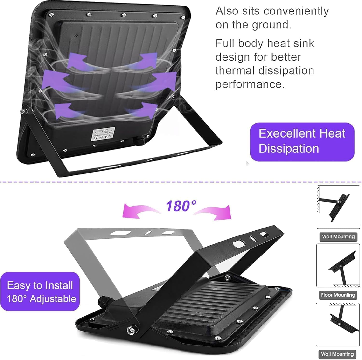 100W Black Light, Upgraded 2 Pack LED Black Lights for Glow Party, IP66 Waterproof Black Light, UV Flood Light for Halloween, Christmas, Neon Glow, Fluorescent Poster, Glow in The Dark