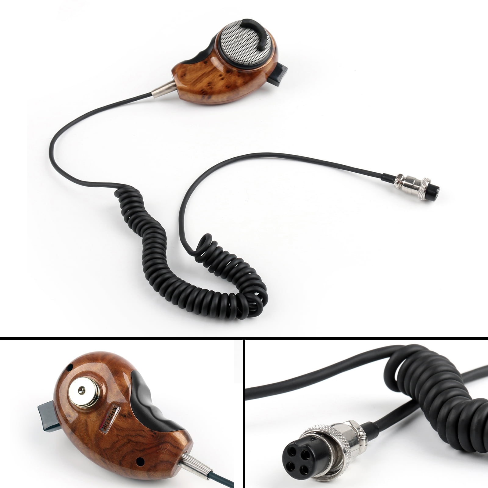 HG-M84W Microphone Woodgrain Noise Canceling Speakers for Cobra CB Radio Ham Mic 