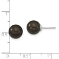 thumbnail image 3 of 925 Sterling Silver Majestik Rh-pl 8-9mm Blk Imitat Shell Pearl Stud Earrings; for Adults and Teens; for Women and Men, 3 of 3