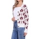 thumbnail image 4 of Suéter de mujer Inspire Chic con estampado floral, cárdigan abierto, cuello en V, con botones, de manga larga, suéter de punto, talla L, blanco, 4 of 6