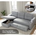 Ucloveria Pull Out Sectional Sofa Bed with Storage Chasie, Cup Holder