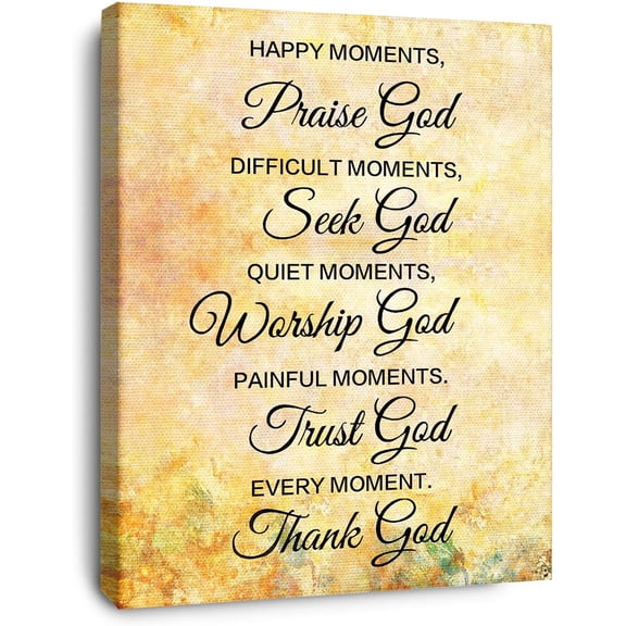 Happy Moments Praise God Wall Art,Christian Canvas Wall Decor,Religious Bible Verse Wall Art,Scripture Wall Decor for Christian Home Office Church