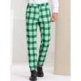 thumbnail image 2 of Pantalones de tela escocesa para hombre, ajuste regular, parte delantera plana, trabajo, baile de graduación, pantalones a cuadros Verde claro S, 2 of 6