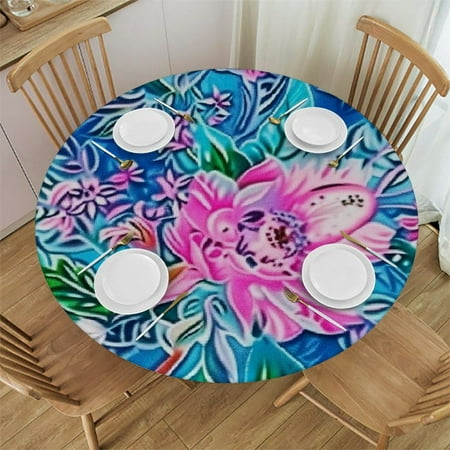 

SHERONV Flowers Round Table Cover Stain Resistant and Washable for Indoor Outdoor Kitchen Dining Wedding Parties 100% Polyester Fabric Waterproof Perfect Home Decoration 38 -42
