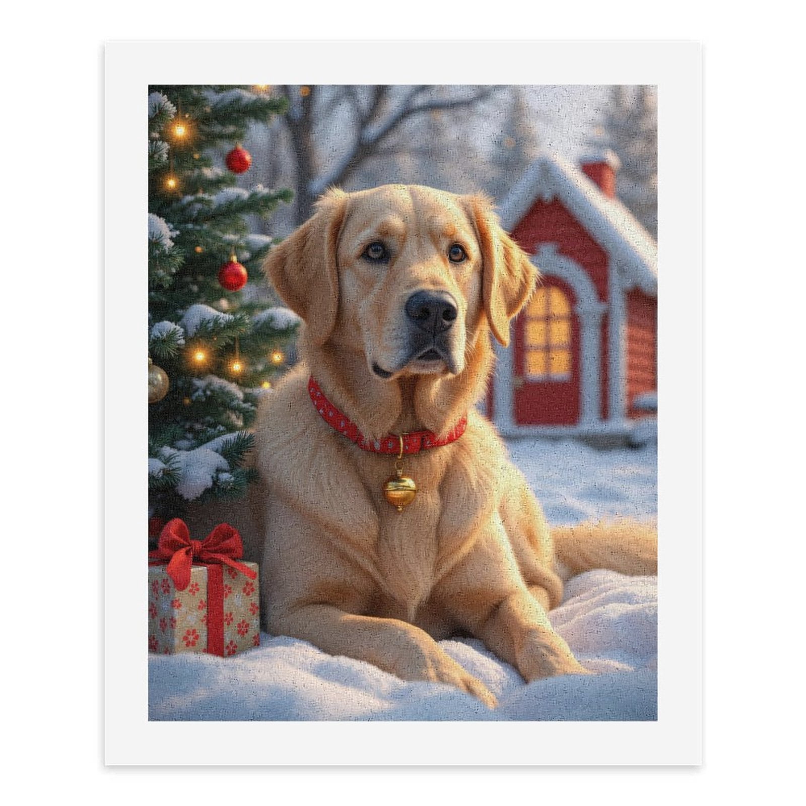 Paint by Numbers Kit for Adults, Dog Winter Holiday Scene Christmas Paint by Numbers, Easy Paint by Numbers Kit for Adults Beginner, DIY Adult Paint by Number Kits on Canvas, Home Decor