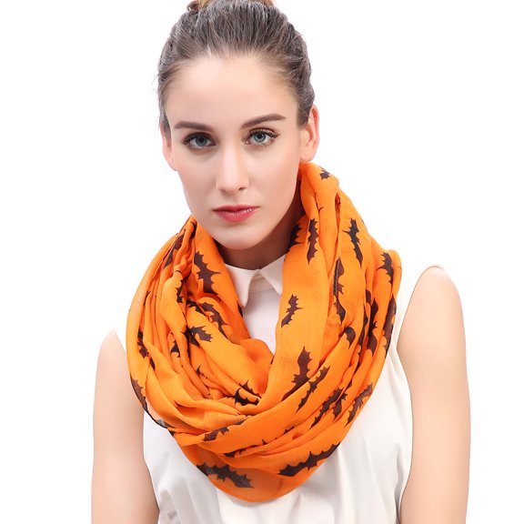 Halloween Bat Print Infinity Scarf