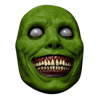 Halloween Horror Face Cover Smiling White-eyed Exorcist Demons Evil Creepy  Cosplay Scary Face Mask Dress Up Party Cosplay Props