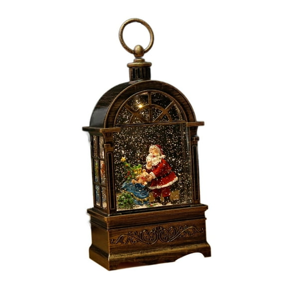 Kokiya Christmas Lantern Snow Globe Christmas Light Music Box for Home Outdoor Room Standing Santa Claus