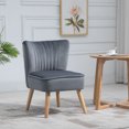 thumbnail image 2 of HOMCOM Velvet Accent Chair Modern Armless Slipper Chair with Wood Leg Grey, 2 of 10