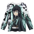 thumbnail image 3 of Demon Slayer Tokito Muichiro Men's Lounge Pajamas Set 2-Piece Crew Neck Sleepwear Soft Long Sleeve Top & Pants for Sleep, Home & Vacation 3XL, 3 of 8