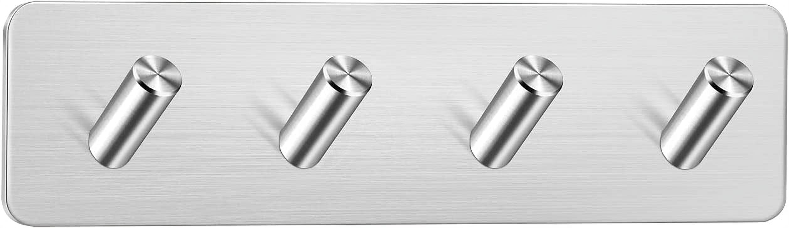 Jinsinto 3M Adhesive Wall Hook, Stainless Steel Wall Mounted Coat Rack (4 Hooks) 18*4.5*3cm