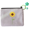 thumbnail image 1 of Flower Coin Purse Cute Canvas Zipper Change Pouch Mini Wallet Bag with Keychain, 1 of 10