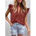 thumbnail image 4 of Camisa PRETTYGARDEN 2025 Mujer Manga Corta con Volantes Marrón Rojo XXL, 4 of 6