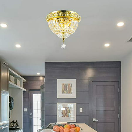 Worldwide Lighting Empire Collection 3 Light Gold Finish and Clear Crystal  Flush Mount Ceiling Light 8