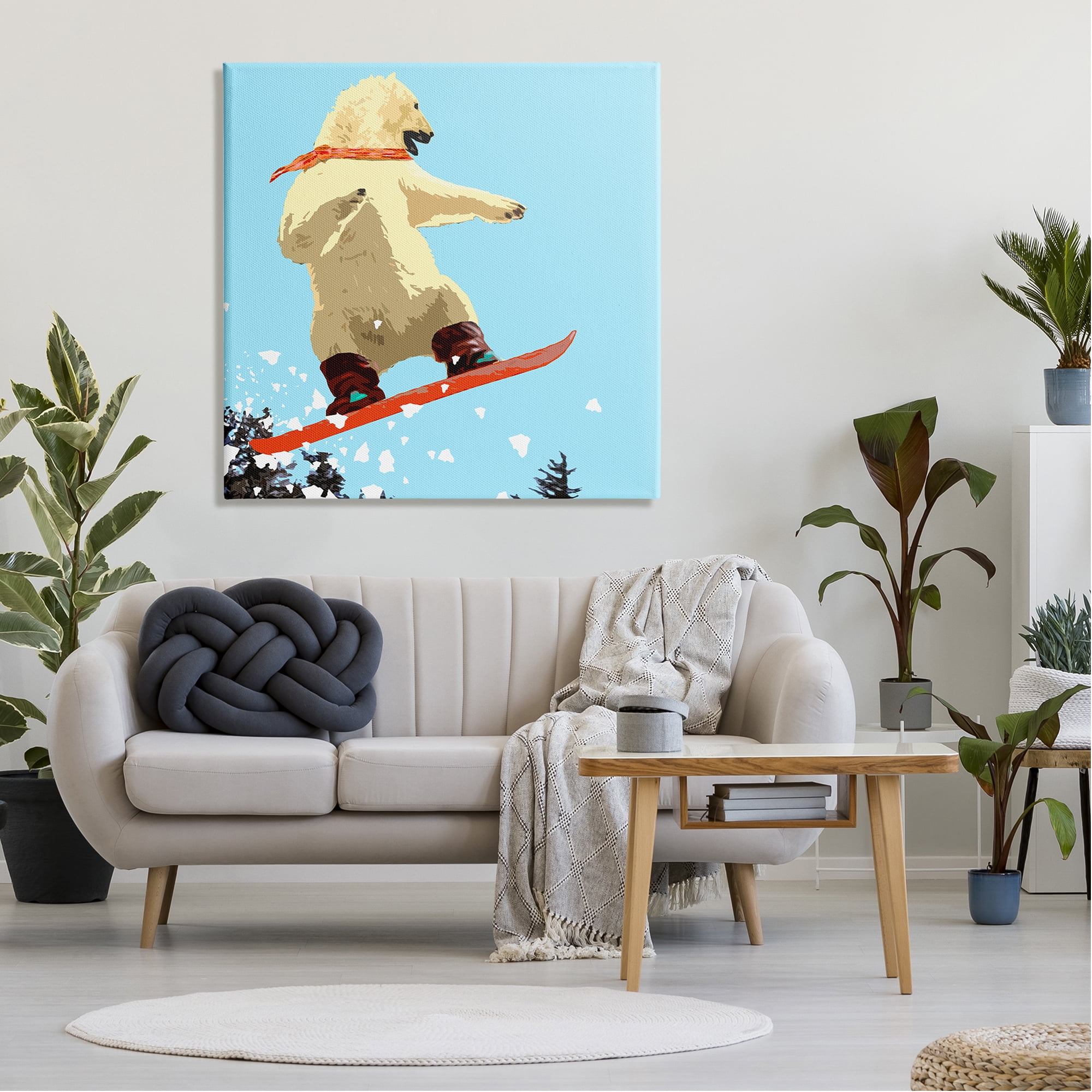 Stupell Industries Polar Bear Snowboarding Catching Air Winter Sports Graphic Art Gallery Wrapped Canvas Print Wall Art, Design by Noah Bay