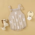 thumbnail image 4 of CUZIBR Boys Baby Summer Romper Jumpsuit Crochet Knitting Cute Bunny Sleeveless Solid Color Overall Adjustable Strap Bodysuit Casual Playwear One Piece Clothes Outfits Clothing Set,Khaki,6-12 Months, 4 of 4