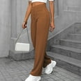 thumbnail image 5 of MIXUE Linen Pants Women Summer Solid Color Straight Leg With Pockets Casual Styling Trousers Holiday Wear,Brown,XXL, 5 of 6