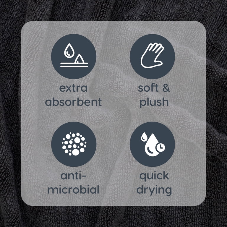 Mainstays Performance Bath Sheet, Textured Black photo 6