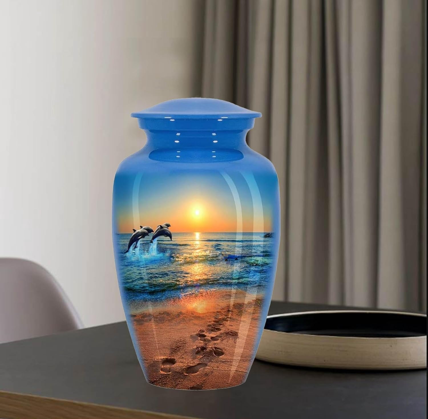 Dolphin Cremation Urn for Human Ashes Adult for Funeral, Burial & Home - Urns for Ashes Adult Memorials Urn Crafts - Large Urns & Cremation Urns for Divine Dolphins Size 10x6.5 in