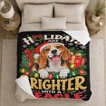 thumbnail image 5 of Cheerful Beagle Santa Hat Christmas Lights Holiday Present, Playful Pet Portrait Pattern, Warm Flannel Blanket for Living Room and Reading Nook, Dog Lovers Christmas Gift, Pet Lover Home Decor, 5 of 9