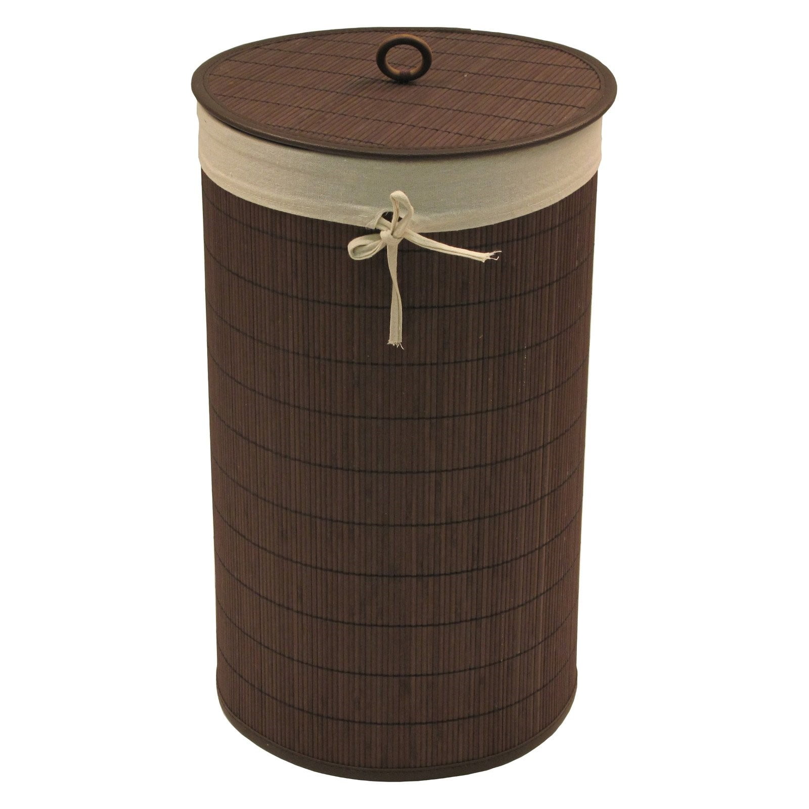 Redmon Round Bamboo Hamper with Laundry Bag - Walmart.com ...