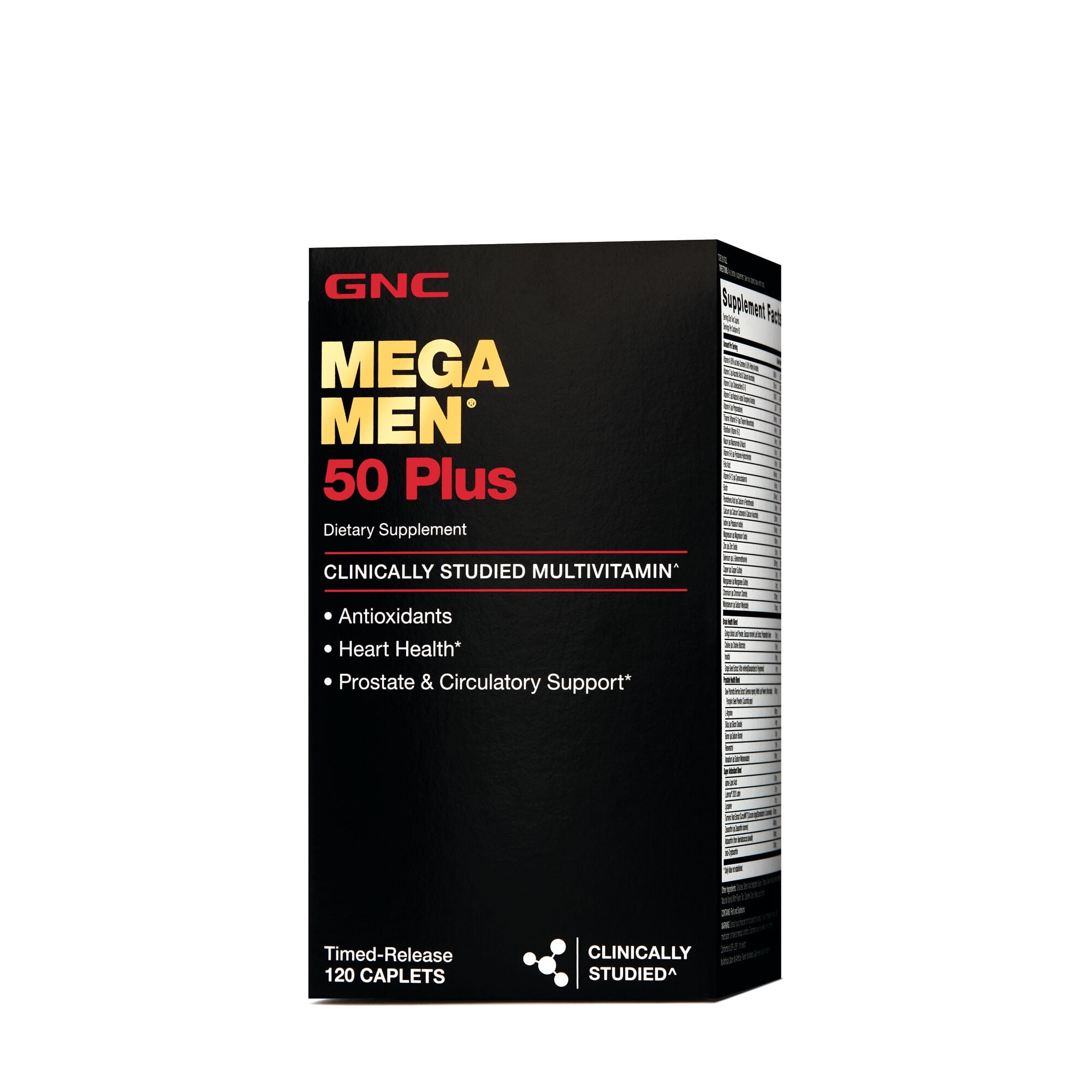 GNC Mega Men 50 Plus Daily Multivitamin for Men, 120 Count, Supports Memory Function, Prostate, and Heart Health