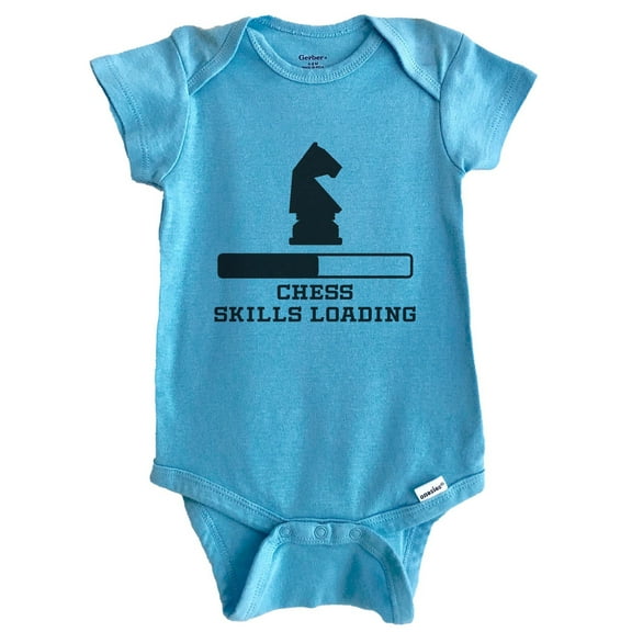 Chess Skills Loading Funny Chess Player Humor Baby Bodysuit (Blue), 0-3 Months