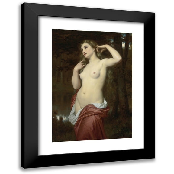 Hugues Merle 11x14 Black Modern Framed Museum Art Print Titled - The Bather (1870)