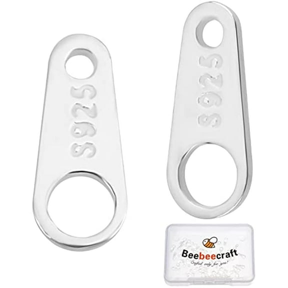 1 Box 50Pcs 925 Sterling Silver Chain Tabs Oval End Tags Connector Findings for Bracelet Necklace Jewelry Making 7mm